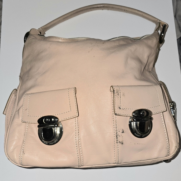 Authentic Marc Jacobs Leather Satchel - Shoulder Bag Beige With Blush Hue - Picture 3 of 15